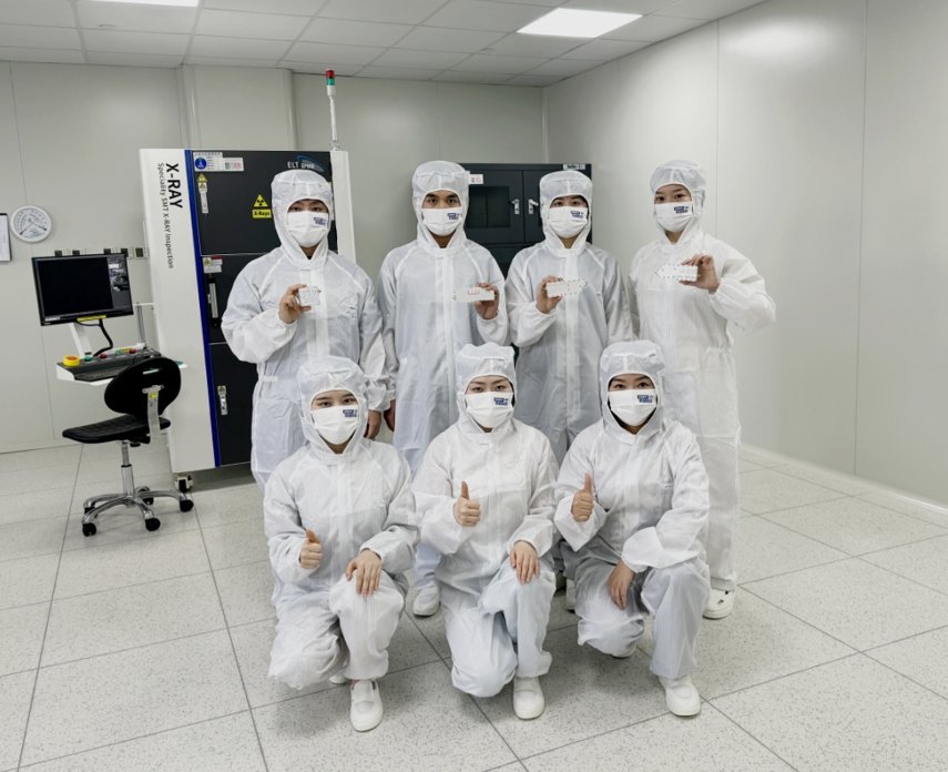 Research team of an anti - drone system company in protective suits