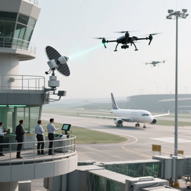 Airport drone surveillance system, air traffic control tower, drone detection technology, flight safety protection