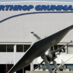 Northrop Grumman building with military drone statue for defense aerospace
