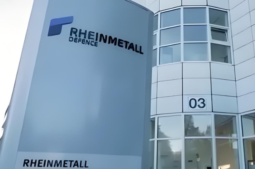 Rheinmetall Defense building signage for defense industry search